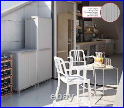 Wood Effect Plastic Garden Storage Cupboard. Indoor or Outdoor Cabinet. TDJW368