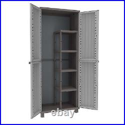 Wood Effect Plastic Garden Storage Cupboard. Indoor or Outdoor Cabinet. TDJW368
