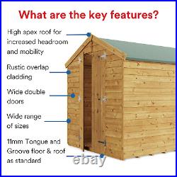 Wooden Garden Shed Outdoor Storage 4x6 16x8 Apex Roof Overlap BillyOh Keeper