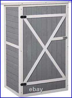 Wooden Garden Storage Shed Wood Tool Cabinet Organiser Shelves 75L Outdoor Garde