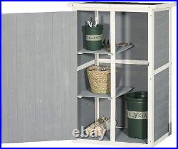 Wooden Garden Storage Shed Wood Tool Cabinet Organiser Shelves 75L Outdoor Garde