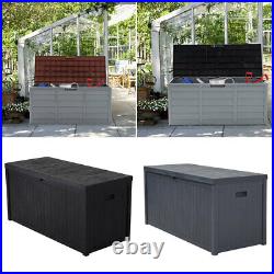 XLARGE Plastic Storage Box Bench Outdoor Garden Cushion Chest Utility Shed Grey