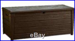XL 454ltr Garden Patio Summerhouse Storage Box Bench Organiser Wood Effect 01