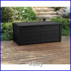 XL 454ltr Garden Patio Summerhouse Storage Box Bench Organiser Wood Effect 02