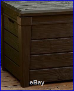 XL 454ltr Garden Patio Summerhouse Storage Box Bench Organiser Wood Effect 02