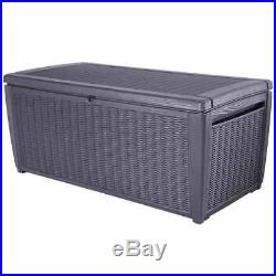 XL 511ltr Garden Patio Summerhouse Storage Box Bench Organiser Rattan Effect 02
