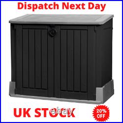 XL Outdoor Garden Storage Wheelie Bin Shed Black and Grey UK STOCK UK SHIPPING
