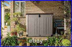 XL Outdoor Keter Garden Storage Wheelie Bin Lockable Shed Tool Brown 1200L