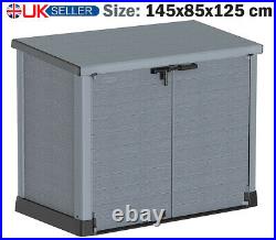 XL Store It Out Max Storage Garden Plastic Shed Grey Box, Lockable Unit
