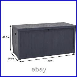 XL Wood Effect Outdoor Storage Box Garden Patio Plastic Chest Lid Container Tool