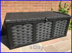 XXL Rattan-Look Garden Storage Box Chest Outdoor Cushion Trunk 634L Anthracite
