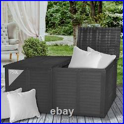 XXL Storage Rattan Cushion Box Garden Box Outdoor Plastic Tool Chest Double Lid